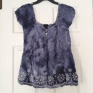 Women's Blue Tie Dye Blouse